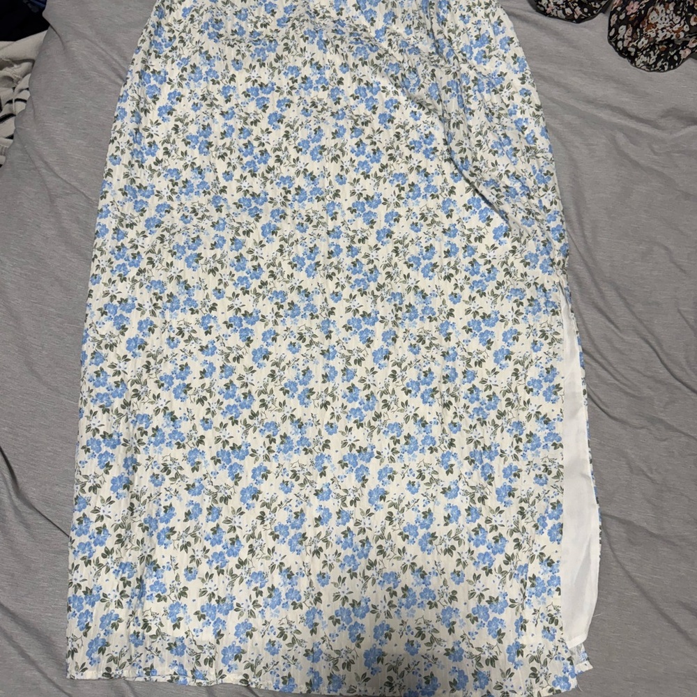 Lulu's Blue and White Floral Maxi Skirt